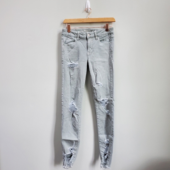AE Mint Distressed Jeggings - Picture 1 of 5